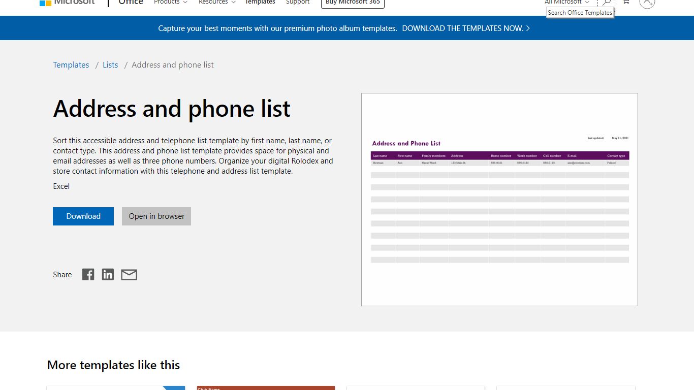 Address and phone list - templates.office.com